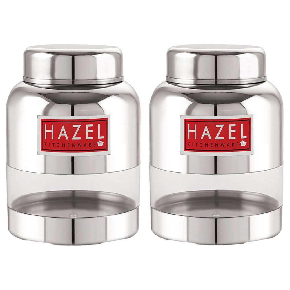 Stainless Steel Transparent Container  (Barni Shape)– 350 ML (Set of 2)