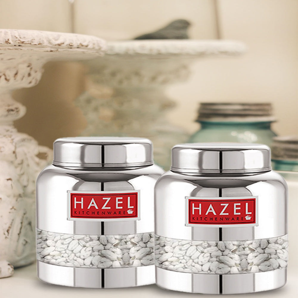 Stainless Steel Transparent Container  (Barni Shape)– 350 ML (Set of 2)
