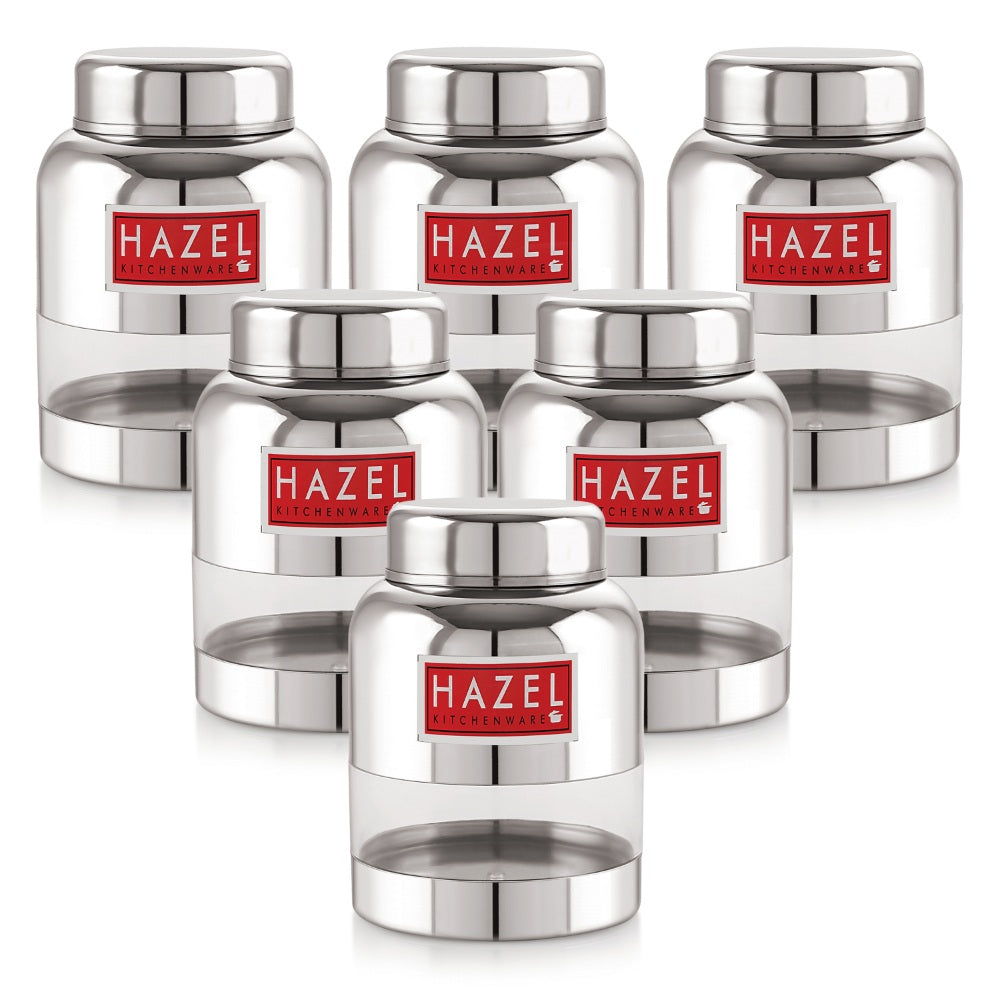 Stainless Steel Airtight Containers –  600 ML, Set of 6