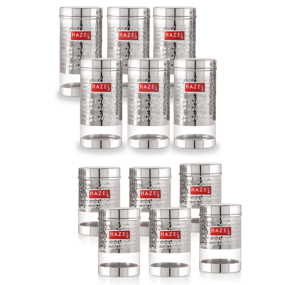 Stainless Steel Transparent Containers Set of 12 (600, 900 ML)