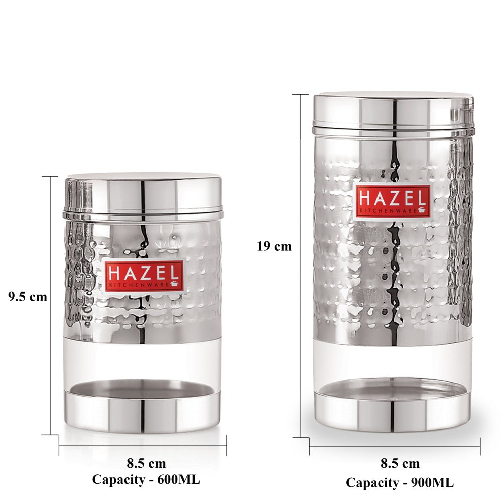 Stainless Steel Transparent Containers Set of 12 (600, 900 ML)