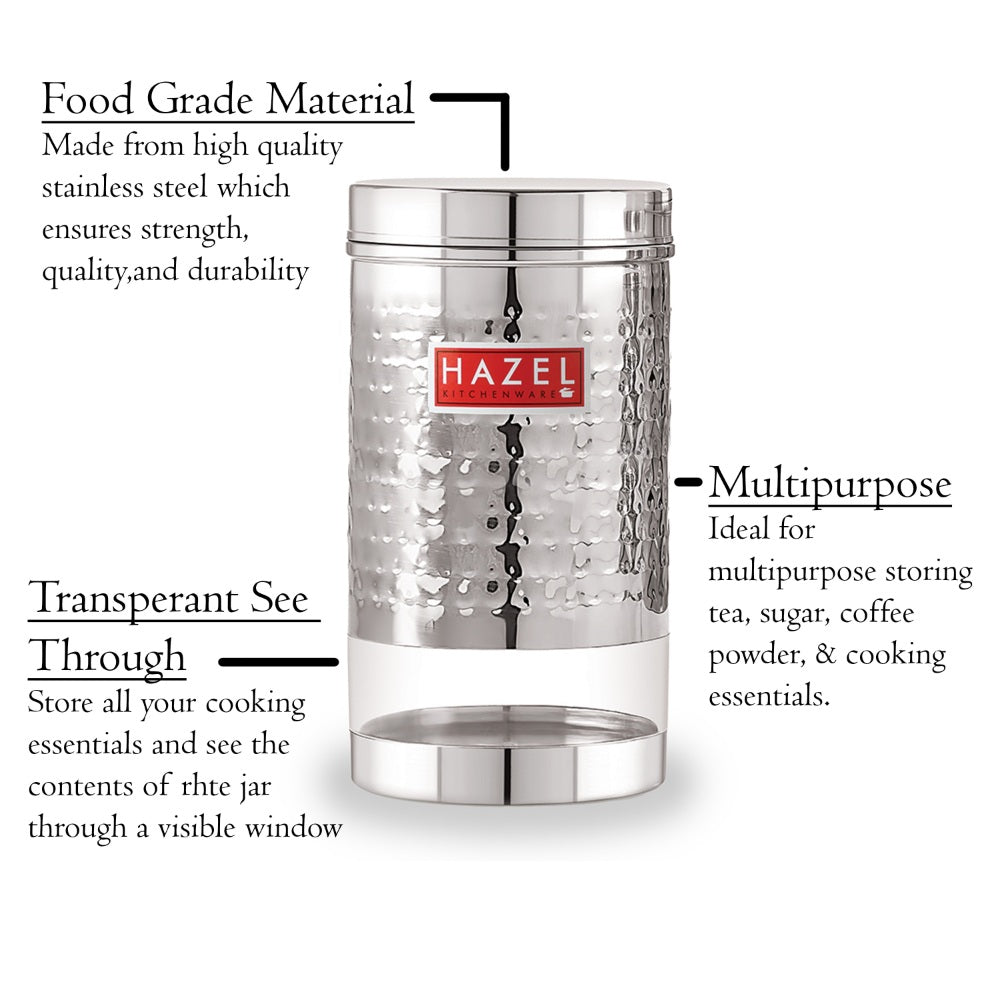 Stainless Steel Transparent Containers Set of 2 (600, 900 ML)