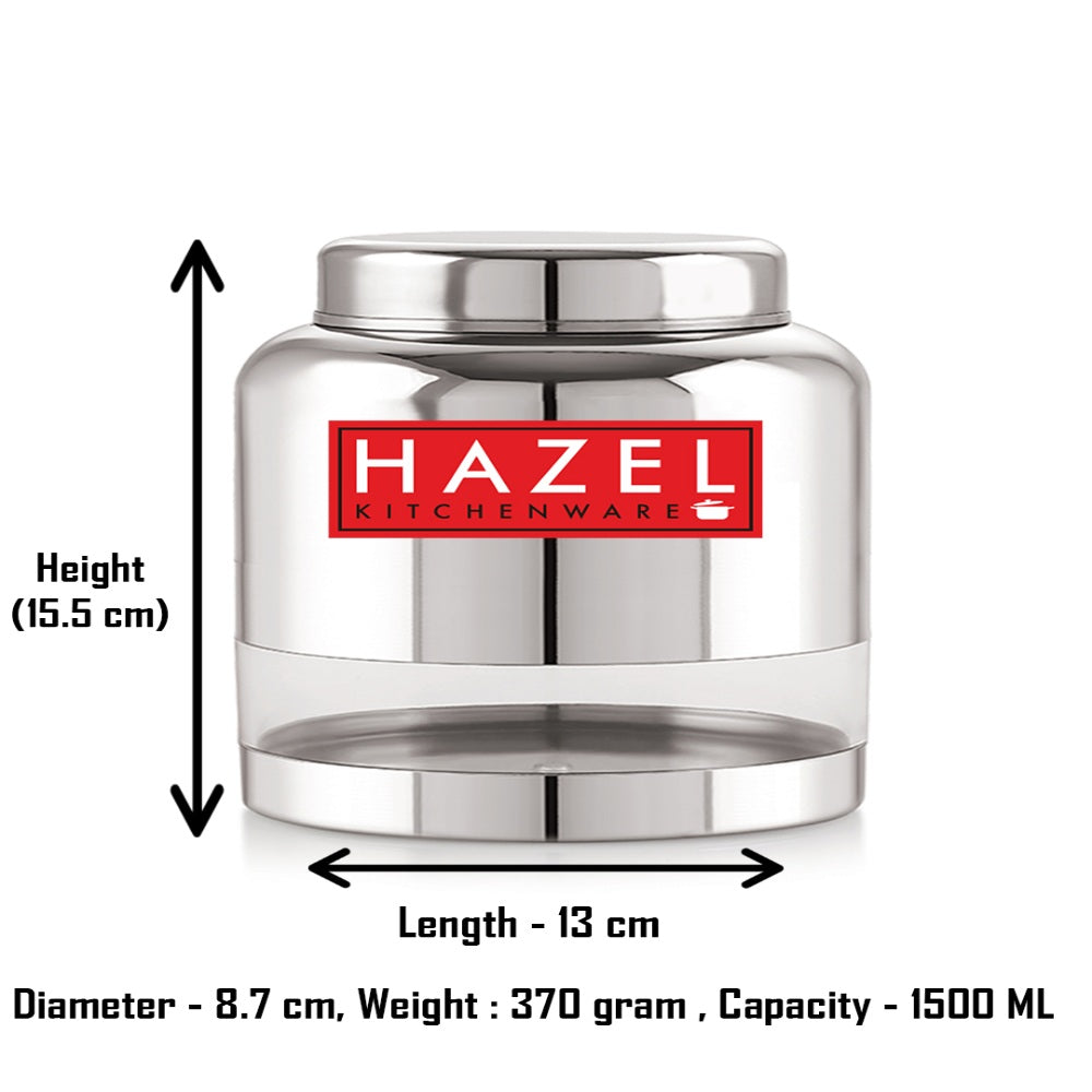 Stainless Steel Airtight Transparent Container – 1500 ML (Set of 2)
