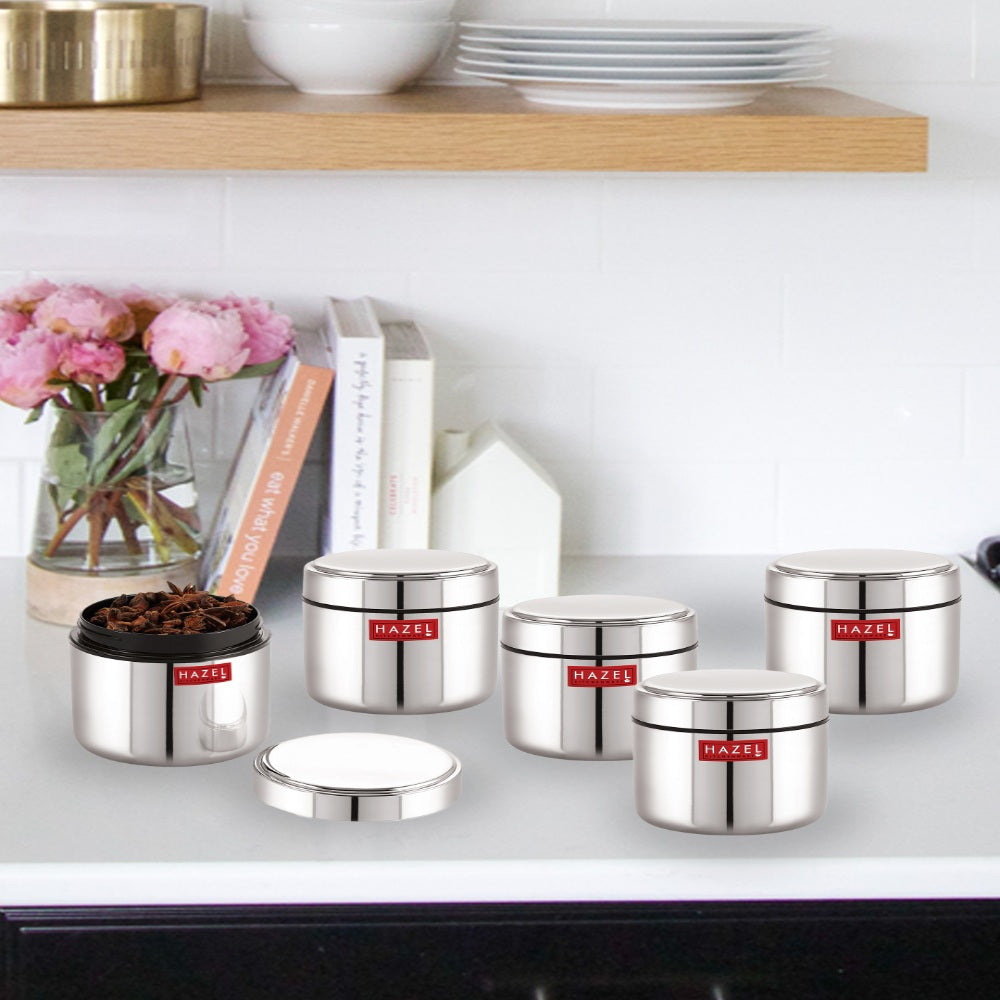 Stainless Steel Mini Airtight Container – 400 ML (Set of 5)