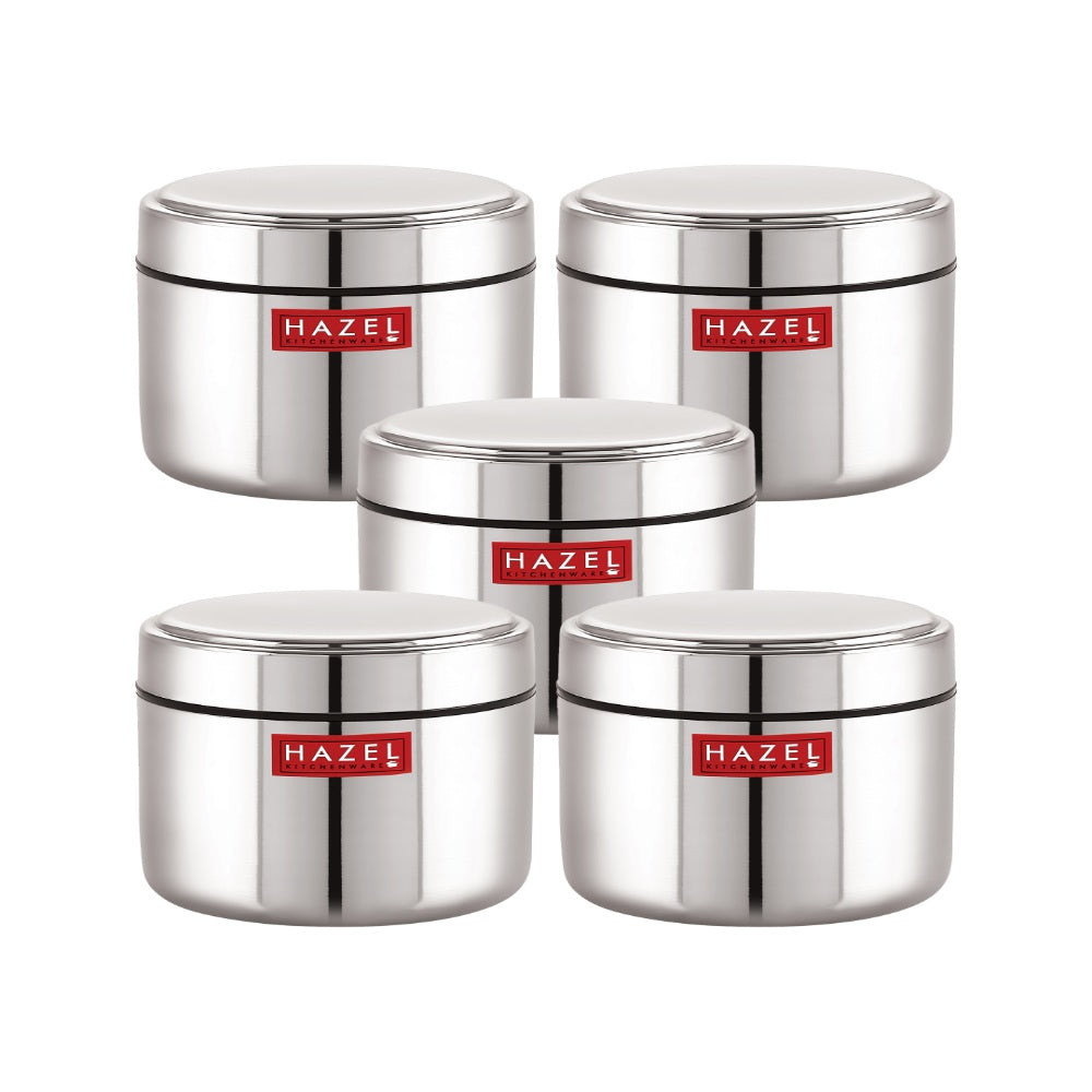 Stainless Steel Mini Airtight Container – 400 ML (Set of 5)
