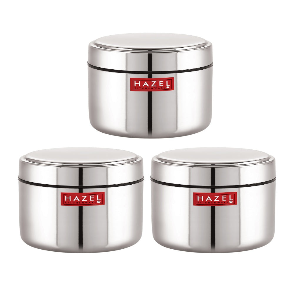 Stainless Steel Mini Airtight Container – 400 ML (Set of 3) shown from a close product angle