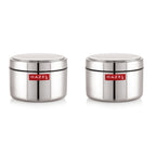 Stainless Steel Mini Airtight Container – 400 ML (Set of 2): isolated arrangement