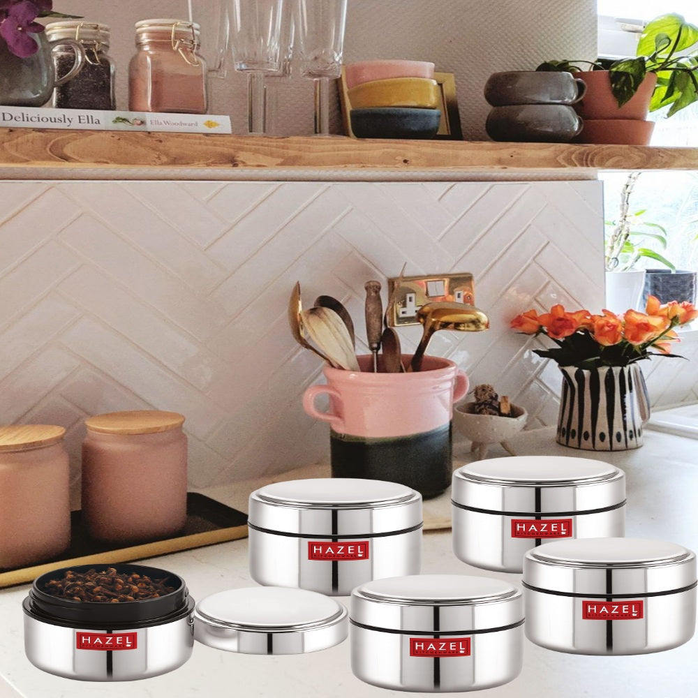 Stainless Steel Mini Airtight Container – 250 ML (Set of 5)