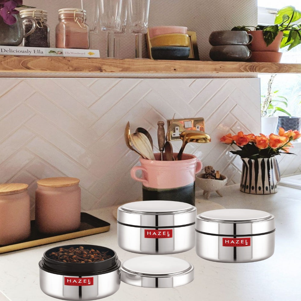 Stainless Steel Mini Airtight Container – 250 ML (Set of 3)