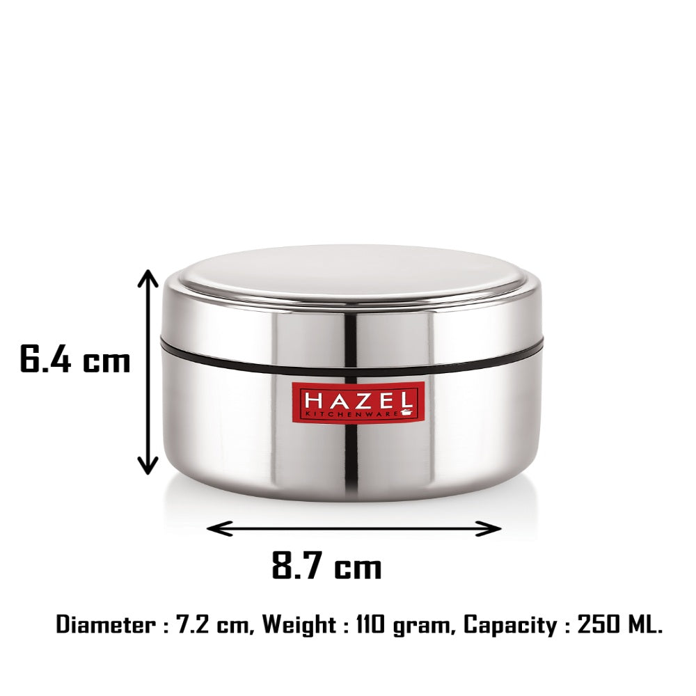 Stainless Steel Mini Airtight Container – 250 ML (Set of 3) shown on a plain background