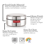 Stainless Steel Mini Airtight Container – 250 ML (Set of 3) with highlighted construction details