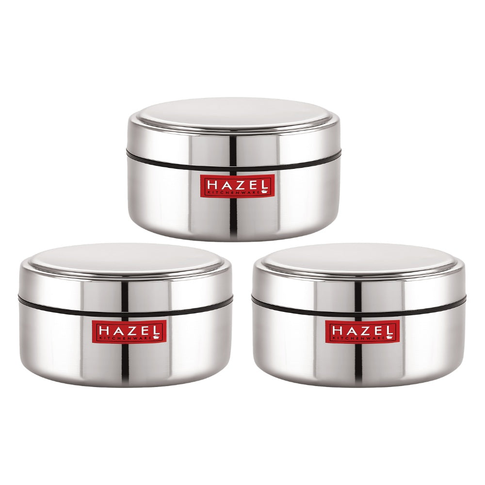Stainless Steel Mini Airtight Container – 250 ML (Set of 3) shown from a close product angle