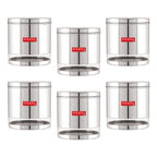 Glossy Transparent Steel Storage Container Set of 6, 3000 ml Each
