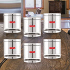 Glossy Transparent Steel Storage Container Set of 6, 3000 ml Each
