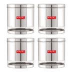 Glossy Transparent Steel Storage Container Set of 4, 3000 ml Each