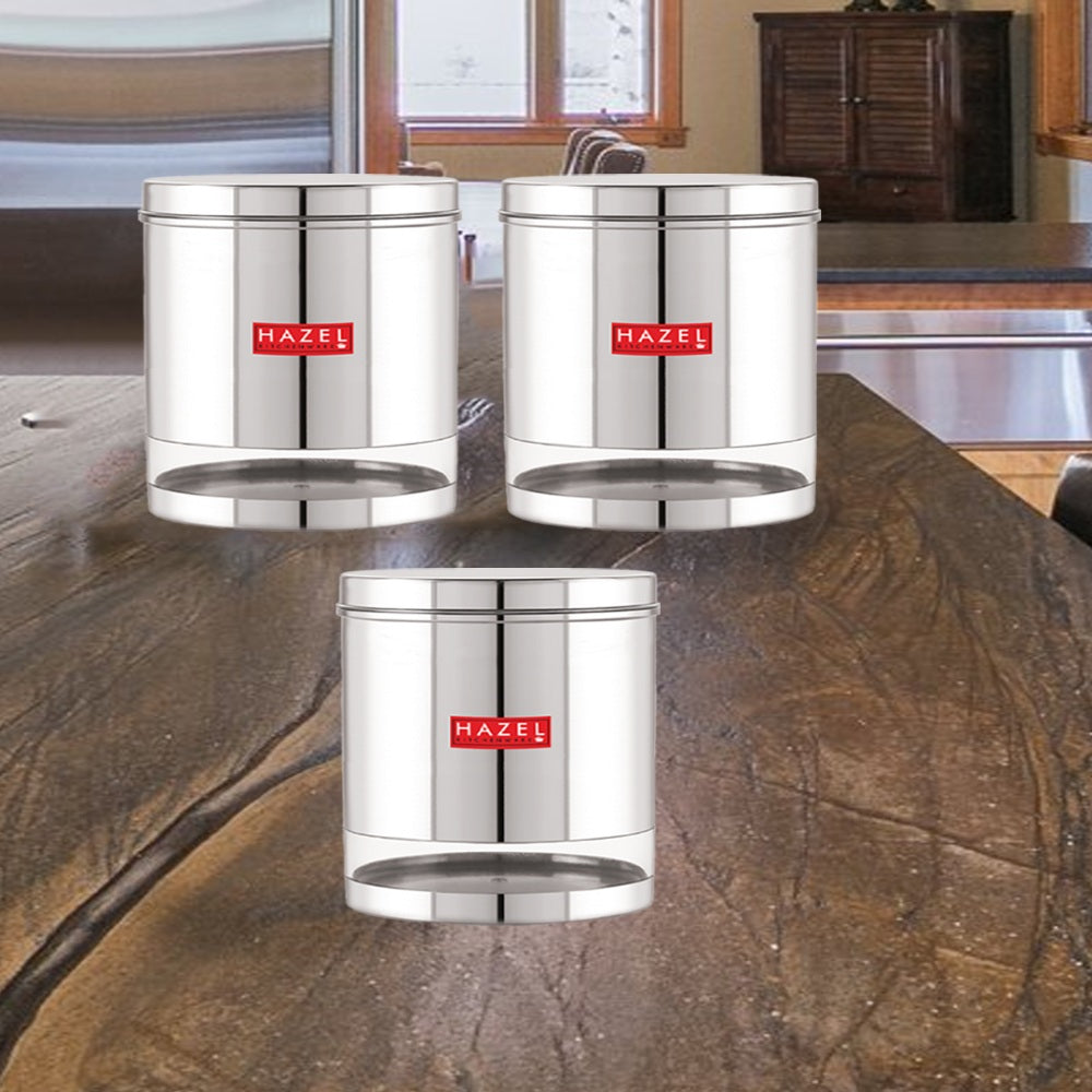 Stainless Steel Transparent Storage Containers – 3000 ML (Set of 3)