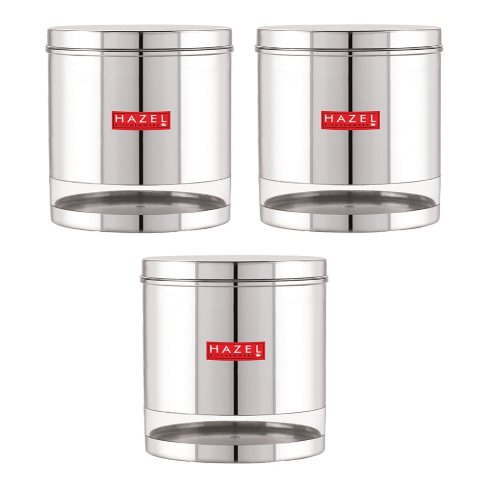 Stainless Steel Transparent Storage Containers – 3000 ML (Set of 3)