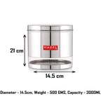 Stainless Steel Transparent Storage Containers – 3000 ML (Set of 3)