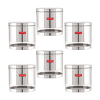 Glossy Transparent Steel Storage Container Set of 6, 2200 ml Each