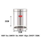 Glossy Transparent Steel Storage Container Set of 6, 2200 ml Each