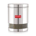 Glossy Transparent Steel Storage Container Set of 6, 2200 ml Each