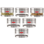 Matt Finish Transparent Steel Storage Container Set of 6, 1100 ml Each