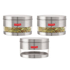 Matt Finish Transparent Steel Storage Container Set of 3, 1100 ml Each