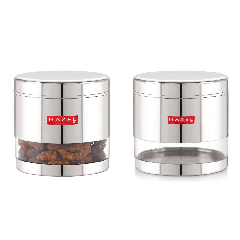 Stainless Steel Transparent Storage Containers – 800 ML (Set of 2)