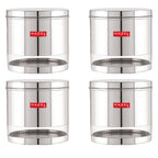Glossy Transparent Steel Storage Container Set of 4, 2200 ml Each