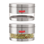 Stainless Steel Glossy See Through Containers – 1100 ML (Set of 2)