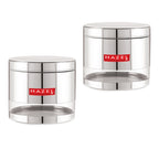 Stainless Steel Glossy Transparent Storage Containers – 1000 ML (Set of 2): labeled dimensions