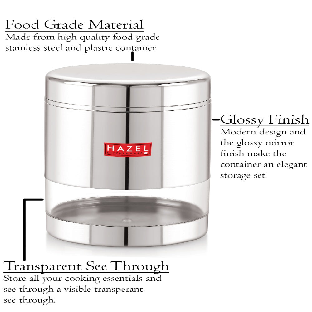 Stainless Steel Glossy Transparent Storage Containers – 1000 ML (Set of 2): in-use arrangement