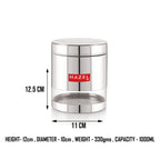 Stainless Steel Glossy Transparent Storage Containers – 1000 ML (Set of 2): material callouts