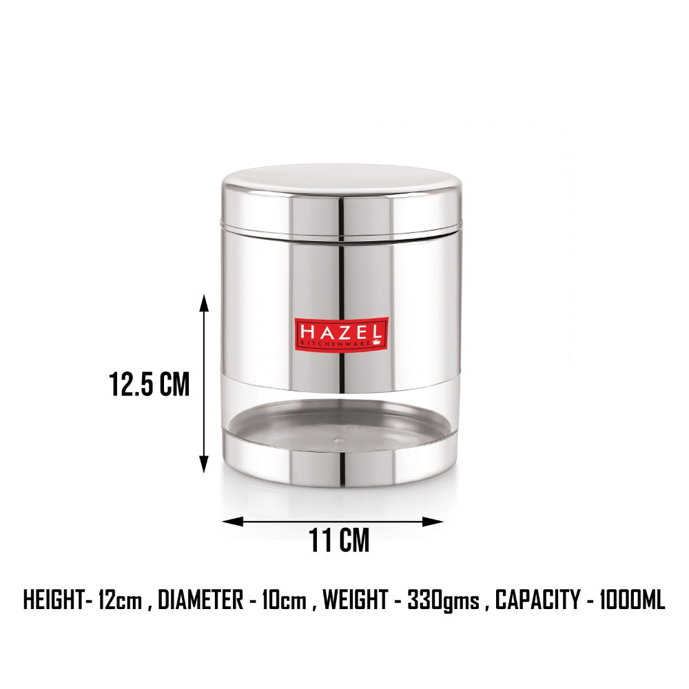 Stainless Steel Glossy Transparent Storage Containers – 1000 ML (Set of 2): material callouts