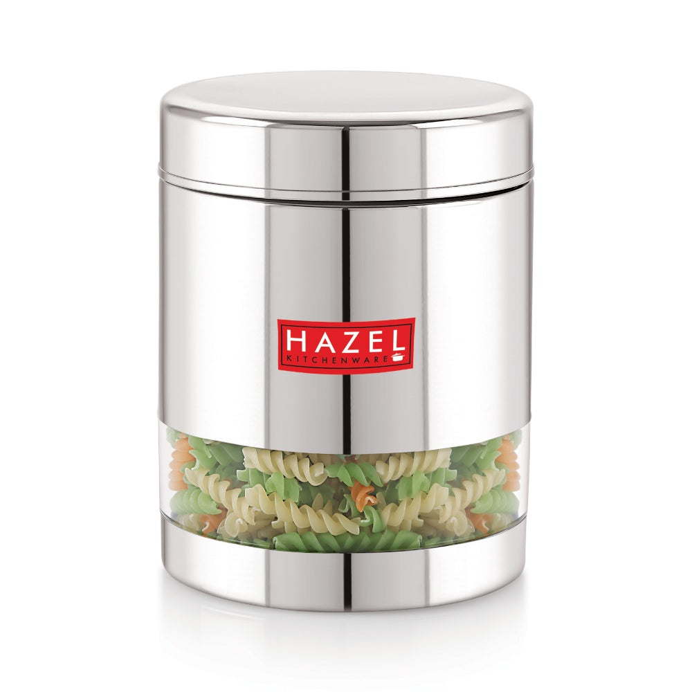 Stainless Steel Glossy Transparent Storage Containers – 1000 ML (Set of 2): isolated arrangement