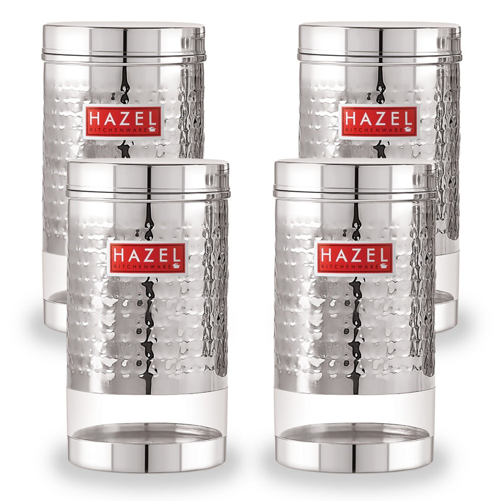 Stainless Steel Hammered Storage Containers Set of 4– 900 ML Each