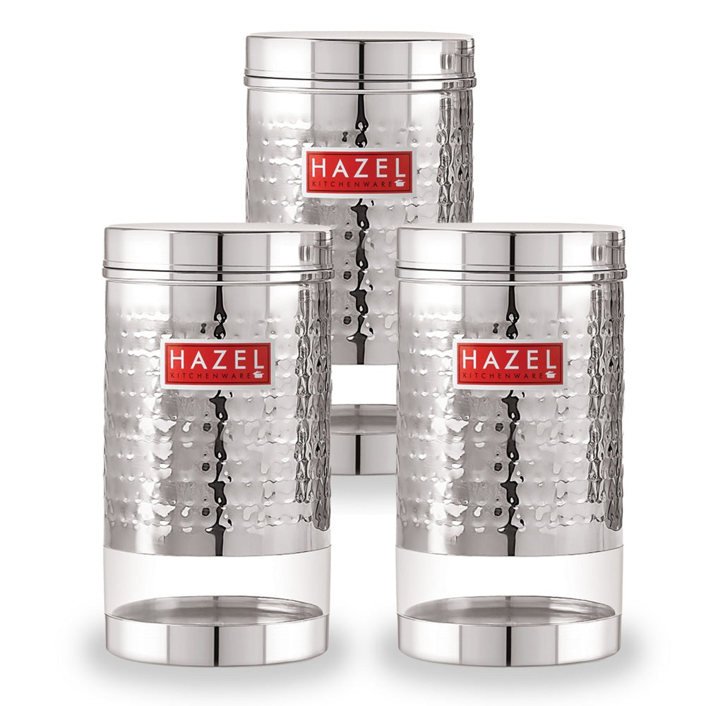 Stainless Steel Hammered Storage Containers Set of 3– 900 ML Each