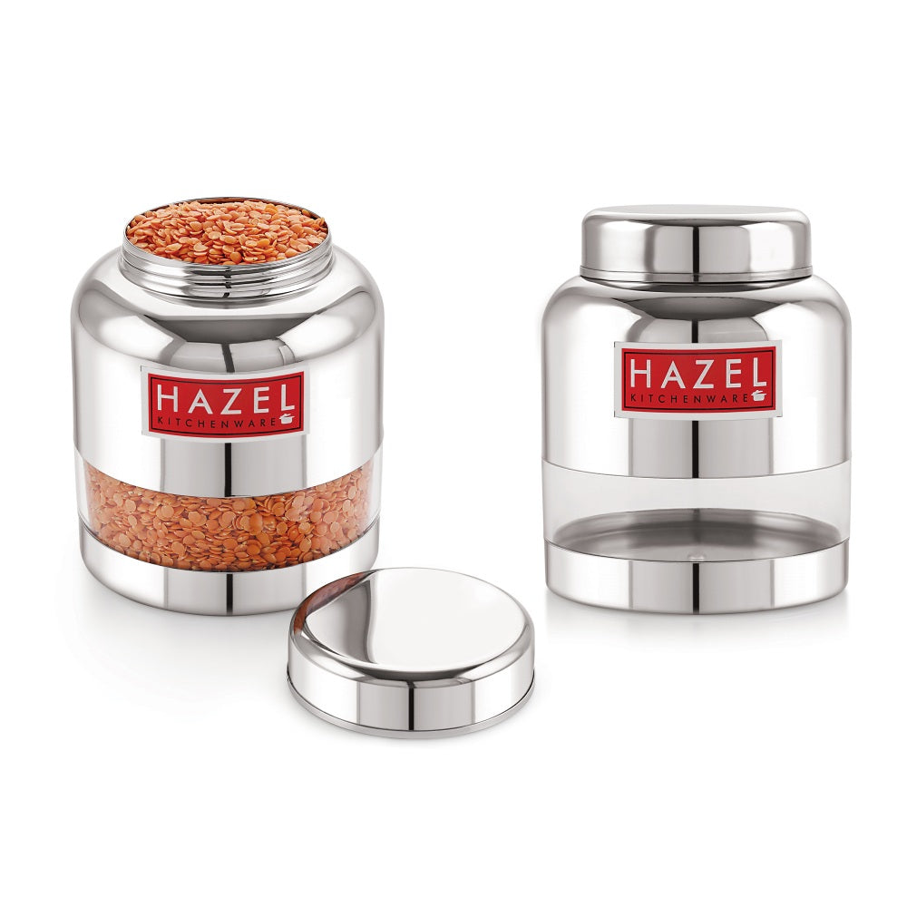 Stainless Steel Transparent Airtight Container – Set of 2 ,1000 ML Each