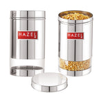 Stainless Steel Transparent Container, Glossy Finish, Set of 2,  1200 ML Each