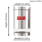 Glossy Transparent Steel Container, 1700 ML – Set of 6