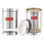 Stainless Steel Transparent Container, Glossy Finish, Set of 2 - 1.7 L Each