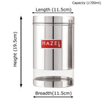 Stainless Steel Transparent Container, Glossy Finish, Set of 2 - 1.7 L Each