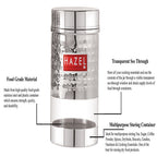 Stainless Steel Hammered Finish Transparent Container (Glossy)- Set of 6, 600 ML Each