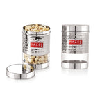 Stainless Steel Hammered Finish Transparent Container (Glossy)- Set of 2, 600 ML Each