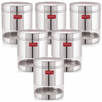 Transparent Steel Container, 1350 ML – Set of 6