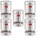 Stainless Steel See through Container, Set of 5 - 1350 ML Each