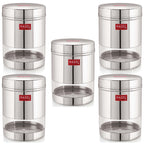 Stainless Steel See through Container, Set of 5 - 1350 ML Each
