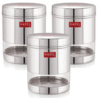 Transparent Steel Container, 1350 ML – Set of 3