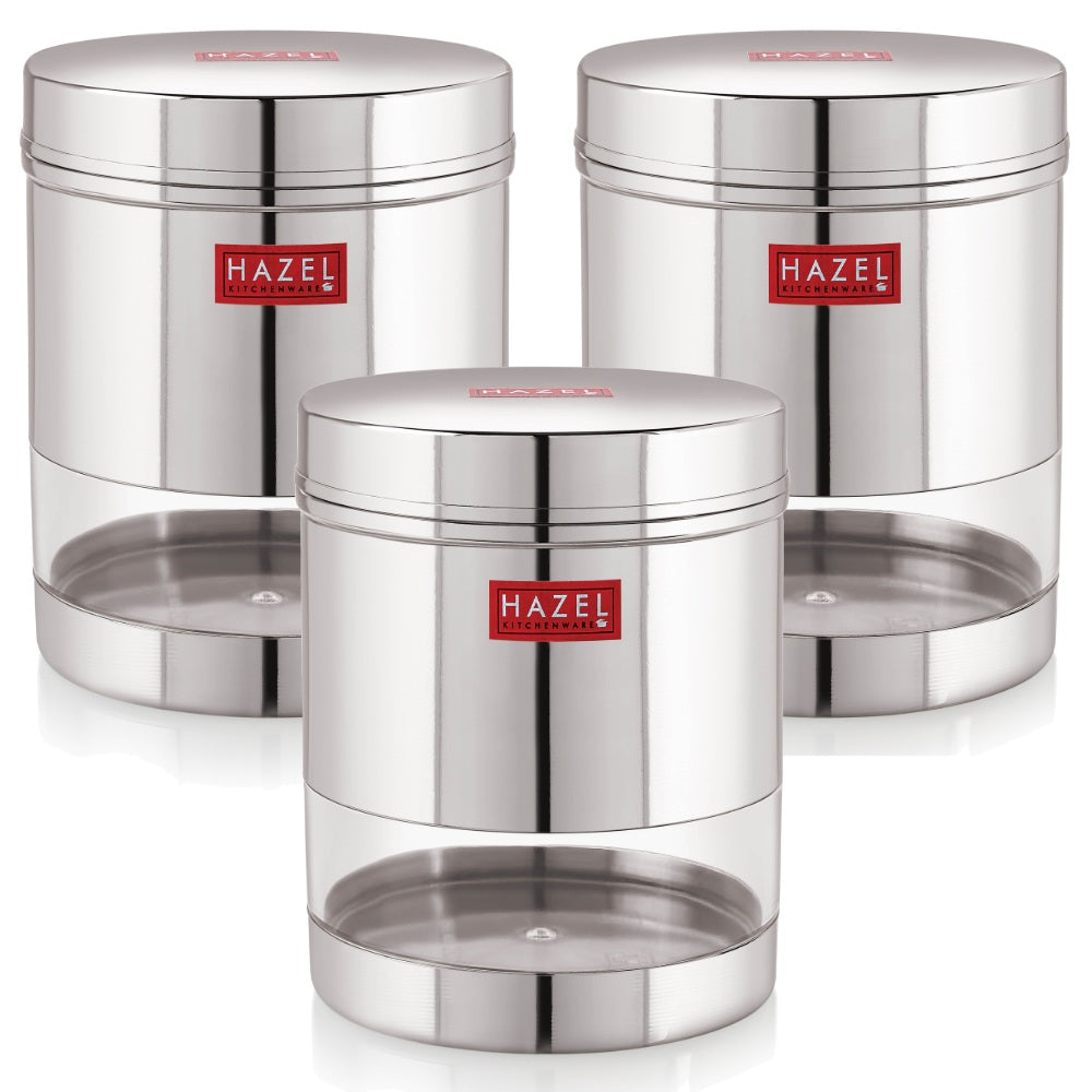 Transparent Steel Container, 1350 ML – Set of 3