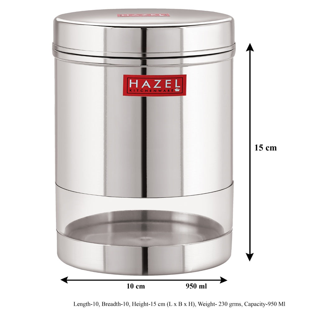 Stainless Steel Transparent Container, Set of 2 - 950 ML Each